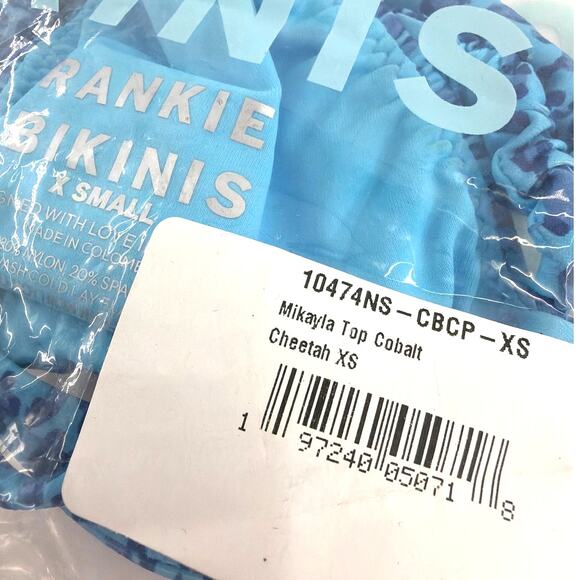 Frankies Bikinis Cobalt Cheetah Mikayla Micro Triangle Bikini Top Size XS - Picture 5 of 14